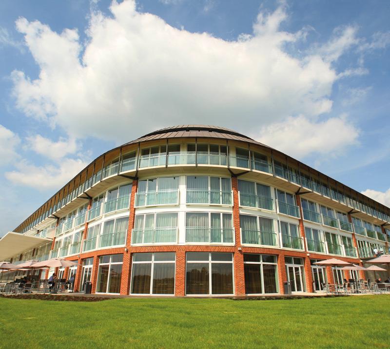 An exterior view of our racecourse building.