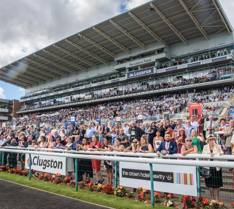 Crowds at Doncaster Racecourse.