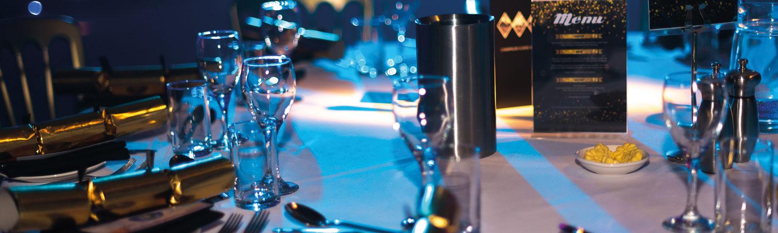 A table set ready for Christmas